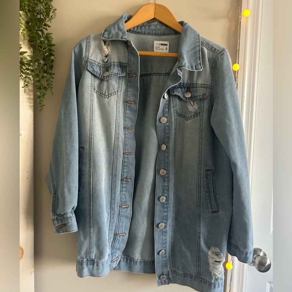 Light Blue Distressed Denim Jacket size small